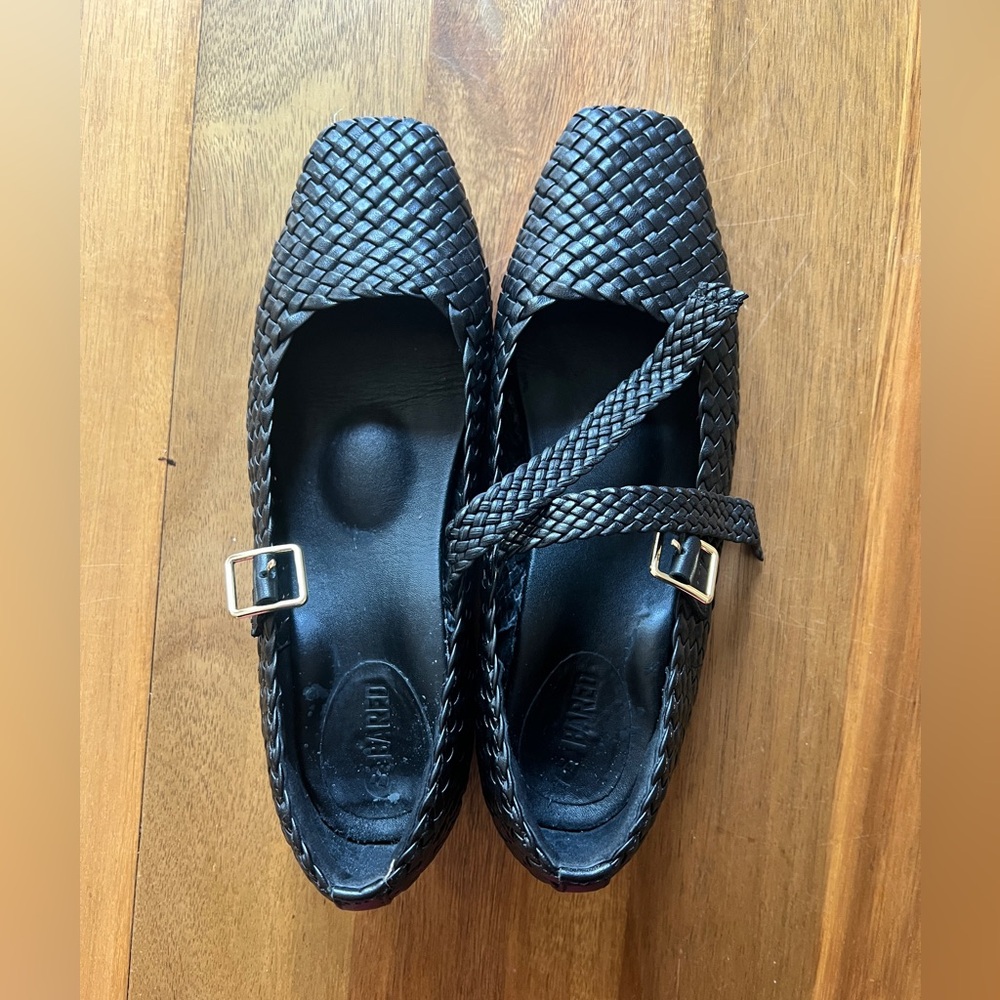 Bared Footwear Black Woven Flats with Strap